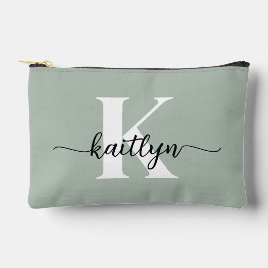Pochette À Accessoires Monogramme écriture vert sauge (Recto)