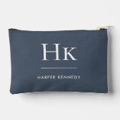 Pochette À Accessoires Monogramme Elegant Chic Navy Bleu Nom Monogramme (Verso)