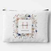 Pochette À Accessoires Monogramme Élégant Jolies Fleurs Beige Bleu Floral (Recto)