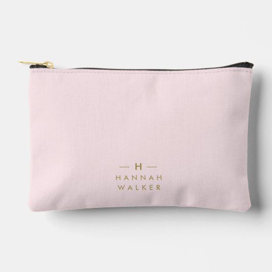 Pochette À Accessoires Monogramme Elegant Minimal Blush rose et or (Recto)