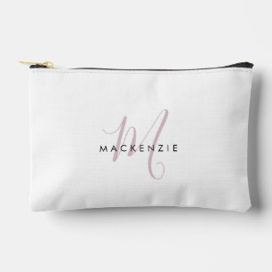 Pochette À Accessoires Monogramme élégant moderne blanc rose blush écritu