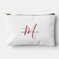 Monogramme élégant moderne blanc rouge script