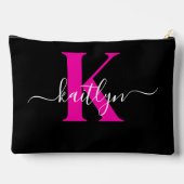 Pochette À Accessoires Monogramme élégant noir rose vif écriture (Verso)