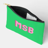 Pochette À Accessoires Monogramme en bloc d'ombre rose vert Preppy, perso (Ouvrir)