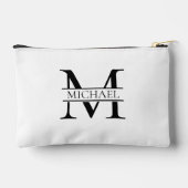 Pochette À Accessoires Monogramme et nom Elégant Personnalisé Blanc (Verso)