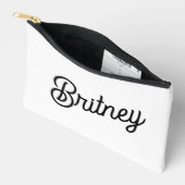 Pochette À Accessoires Monogramme et nom personnalisés en noir moderne (Ouvrir)