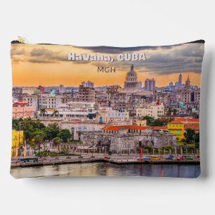 Pochette À Accessoires Monogramme et texte personnalisés Havana, Cuba