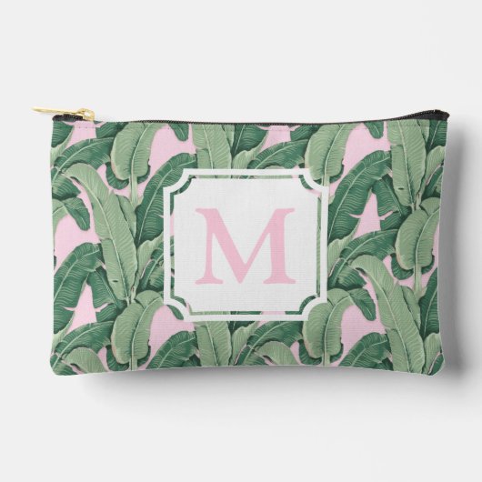 Pochette À Accessoires Monogramme Feuille de banane tropicale | Tracées (Recto)