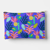 Pochette À Accessoires monogramme floral bleu chic motif tropical (Verso)