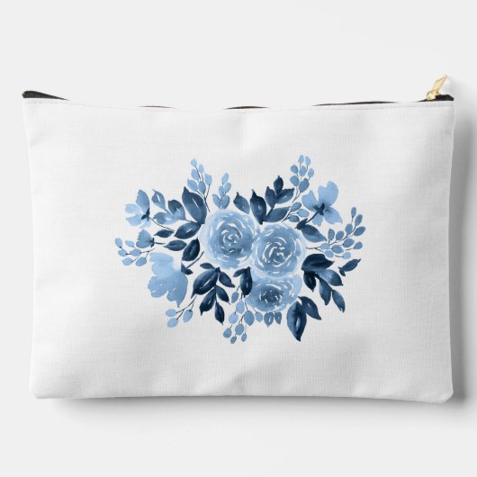 Pochette À Accessoires Monogramme floral bleu Dusty Botanique (Verso)