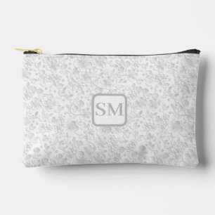 Pochette À Accessoires Monogramme floral gris-blanc doux