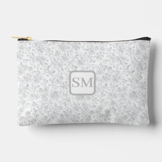 Pochette À Accessoires Monogramme floral gris-blanc doux (Recto)