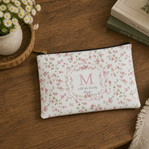 Pochette À Accessoires Monogramme Floral Romantique Cottagecore Vintage