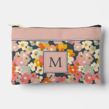 Monogramme floral rose moderne initial