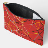 Pochette À Accessoires Monogramme Géométrique Abstrait Rouge Dynamique (Ouvrir)
