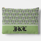 Pochette À Accessoires monogramme imprimé damas vert sauge (Recto)