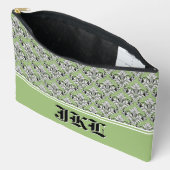Pochette À Accessoires monogramme imprimé damas vert sauge (Ouvrir)