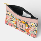 Pochette À Accessoires Monogramme Initial Floral Rose Moderne (Ouvrir)
