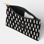 Pochette À Accessoires Monogramme Initial Minimal Noir Blanc Traits De Pi (Ouvrir)