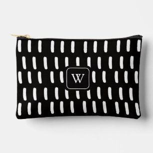 Pochette À Accessoires Monogramme Initial Minimal Noir Blanc Traits De Pi