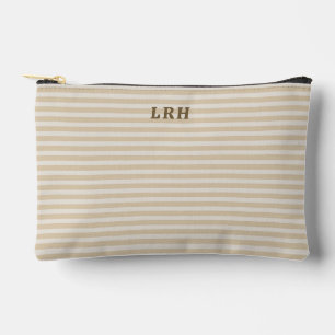 Pochette À Accessoires Monogramme Initiales Minuscules Vintage Rayure Tan