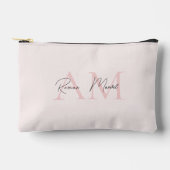 Pochette À Accessoires Monogramme minimal initial et nom Pastel rose (Recto)