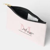 Pochette À Accessoires Monogramme minimal initial et nom Pastel rose (Ouvrir)
