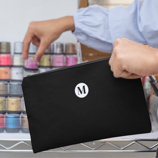 Pochette À Accessoires Monogramme minimum personnalisé noir et blanc