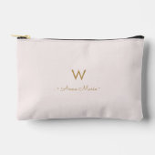 Pochette À Accessoires Monogramme moderne Blush Pink Gold Script (Recto)