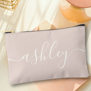 Pochette À Accessoires Monogramme Moderne Calligraphie Pink Ivor Script