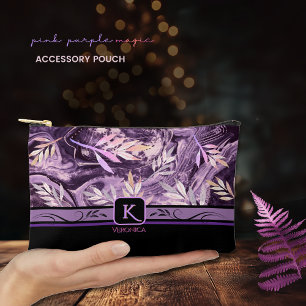 Pochette À Accessoires Monogramme Moderne en Pierre Précieuse Rose Violet