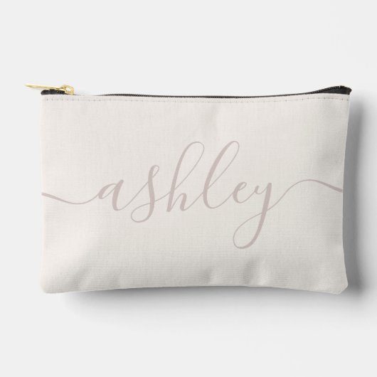 Pochette À Accessoires Monogramme moderne ivoire rose Script Calligraphie (Recto)