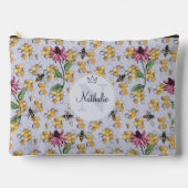 Pochette À Accessoires Monogramme moderne Lavender Queen Bee & Flowers (Recto)