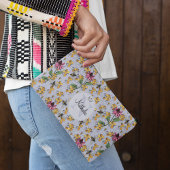 Pochette À Accessoires Monogramme moderne Lavender Queen Bee & Flowers