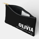 Pochette À Accessoires Monogramme moderne noir et blanc (Ouvrir)