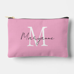 Pochette À Accessoires Monogramme Moderne Nom Rose