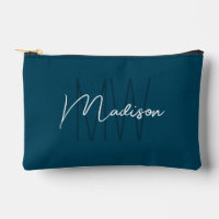 Monogramme Moderne Nom Script Bleu