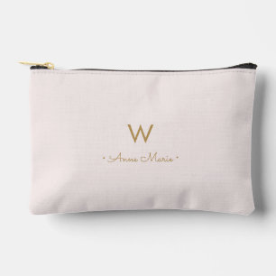 Pochette À Accessoires Monogramme Moderne Rose Doré Script