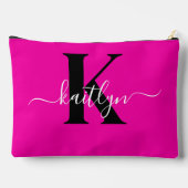 Pochette À Accessoires Monogramme moderne rose noir écriture script (Verso)
