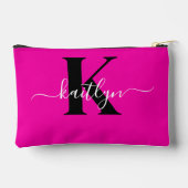 Pochette À Accessoires Monogramme moderne rose noir écriture script (Verso)