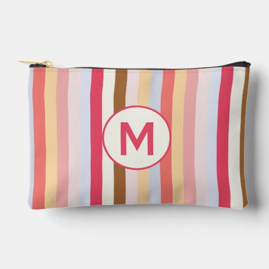 Pochette À Accessoires Monogramme Monogramme Moderne Pastel Candy Stripe (Recto)