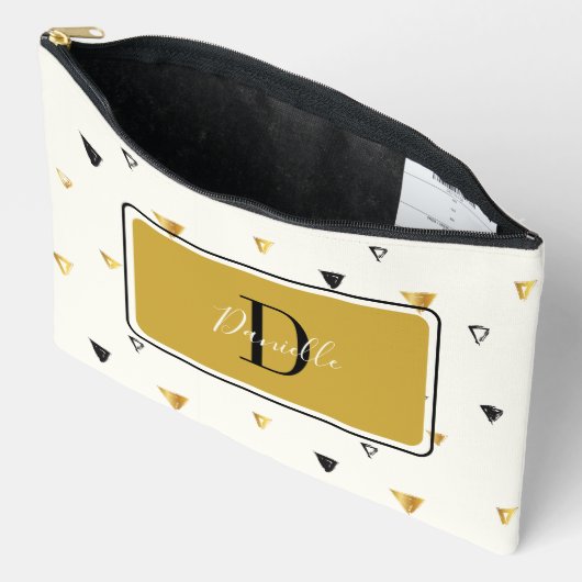 Pochette À Accessoires Monogramme Motif Abstrait Script moderne personnal (Ouvrir)