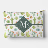 Pochette À Accessoires Monogramme | Motif debout de Cactus mignons (Verso)