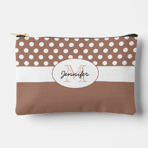 Pochette À Accessoires Monogramme motif Mocha brown White polka dot retro