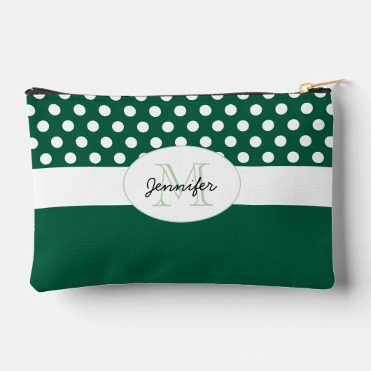 Pochette À Accessoires Monogramme motif rétro pois vert foncé (Verso)