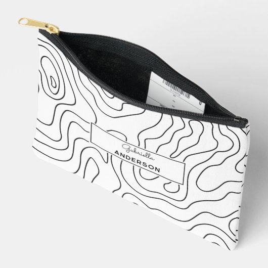 Pochette À Accessoires Monogramme noir blanc Abstrait Motif (Ouvrir)