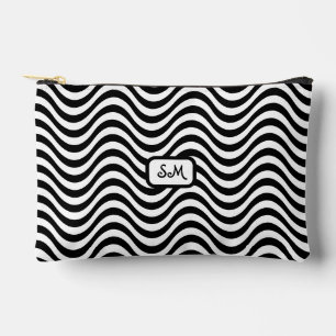Pochette À Accessoires Monogramme Noir Blanc Wavy Stripes Psychedélique S