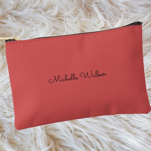 Pochette À Accessoires Monogramme Noir Élégant Simple Moderne