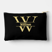 Pochette À Accessoires Monogramme noir et or | Script initial élégant (Verso)