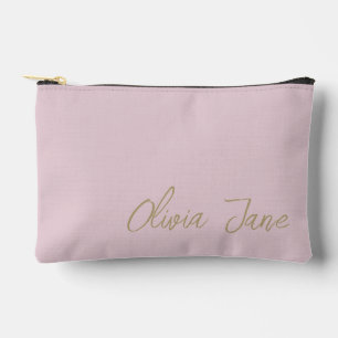 Pochette À Accessoires Monogramme Nom minimaliste moderne rose pâle